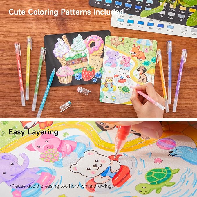 Shuttle Art Colored Pens, 72 Vibrant Colors Cute Journal Pens 0.6mm Fine Point Colored Gel Pens for Black Paper in Portable Bag for Coloring Writing Drawing Journaling Note Taking School Office Home
