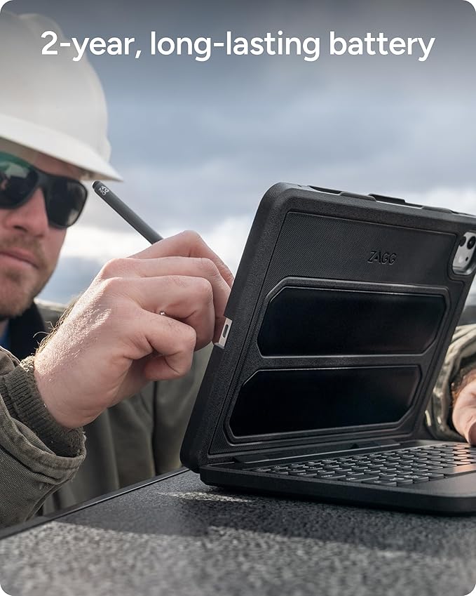 ZAGG Rugged Book iPad 11" (A16)/ 10.9" (Gen 10) Case - Durable Wireless Keyboard Case, Military-Grade Drop Protection, Multi-Device Pairing, Detachable Backlit Keyboard, Black