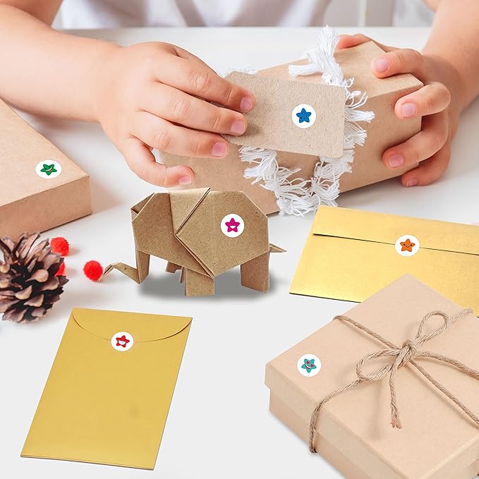 12456 Star Stickers - 12100+ Colorful & 288 Gold Foil Stars, 14 Colors & Designs for Reward Chart (3/8')