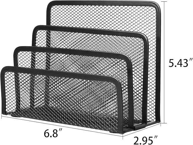 wishacc Desk Mail Organizer Small File Holders Letter Metal Mesh Document/Filing/Folders/Paper Organizer for Desktop