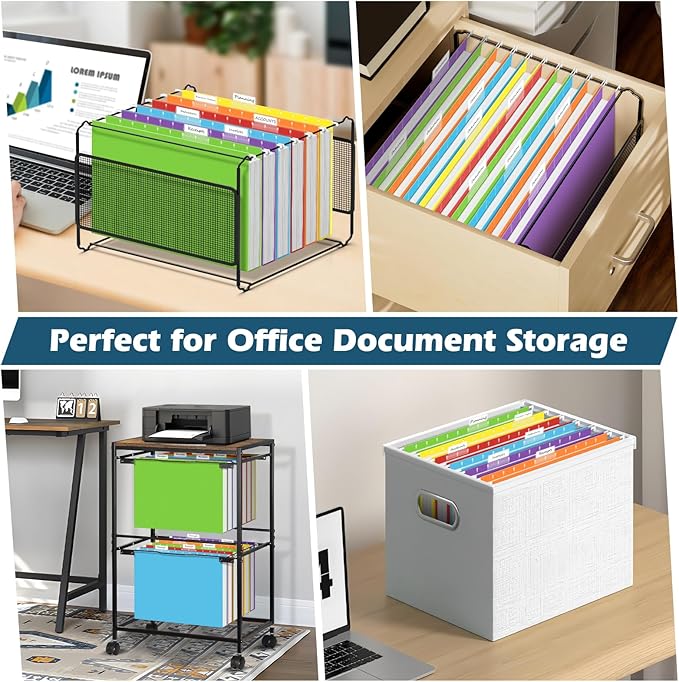 V-Opitos 24 Pack 1 Inch Expansion Hanging File Folders, Letter Size Hanging Folders with 1/5-Cut Adjustable Tab, Extra Capacity Hanging File Folders, Ideal School Classroom, Office Supplies