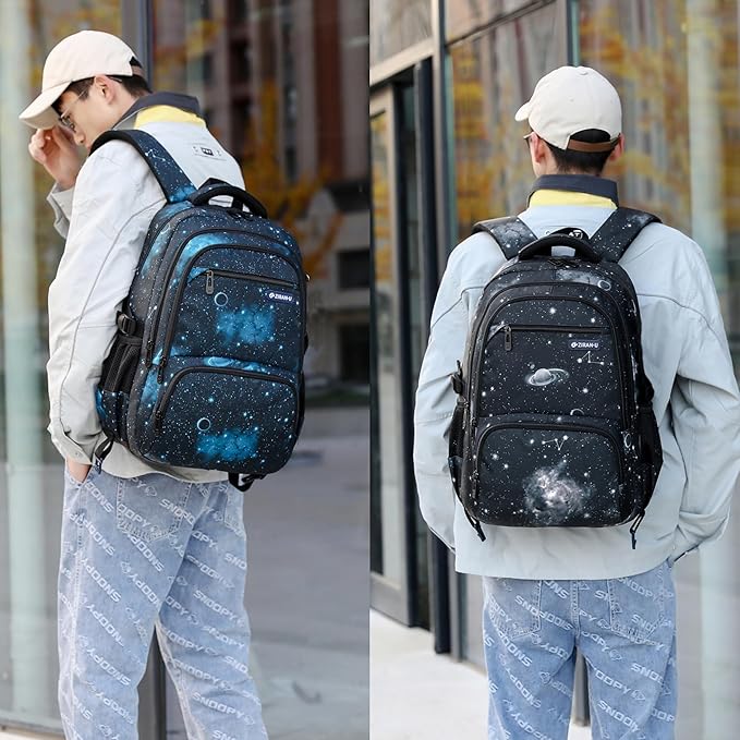 MITOWERMI Boys Backpacks for Primary Junior School Kids Backpack with Lunch Box Galaxy Space Bookbags for Boys Girls