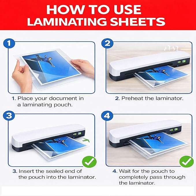 3MIL Thermal Laminating Sheets (100 Count) 9x11.5 inch, Letter Size, Dry-Erase Friendly Laminating Pouches, Compatible with Laminator, Crystal Clear Laminated Finish