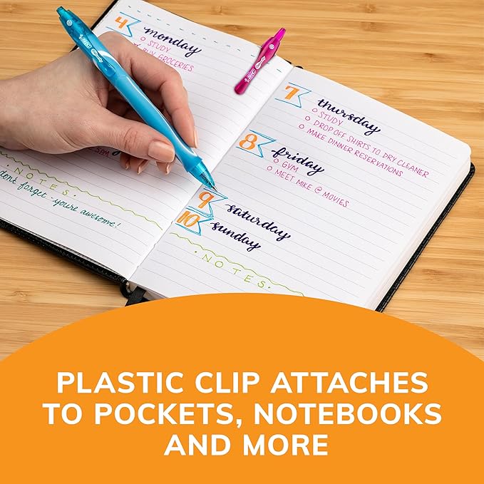 BIC Gelocity Quick Dry Retractable Gel Pens with Medium Point and Comfortable Grip, 12-Count in Assorted Ink