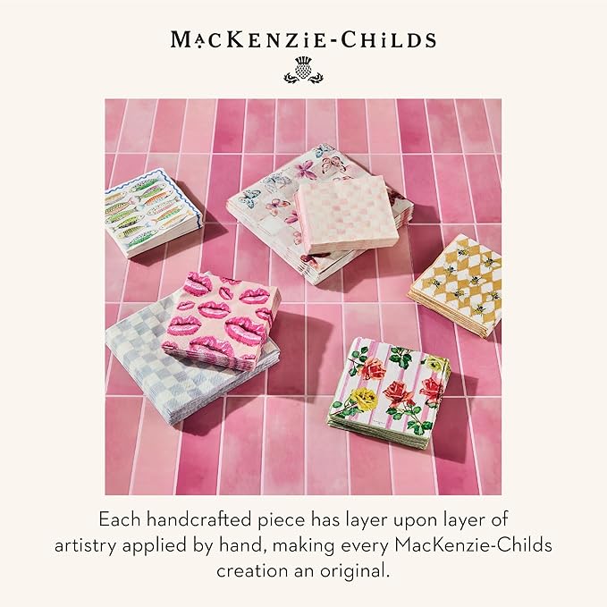 MACKENZIE-CHILDS Cocktail Paper Napkins, Stylish Paper Cocktail Napkins for Parties and More, Garden Gala