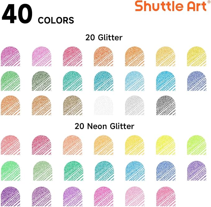 Shuttle Art 80 Pack Glitter Gel Pens, 40 Colors Glitter Gel Pens Set with 40 Refills for Adults Coloring Books Drawing Crafts Scrapbooking Journaling