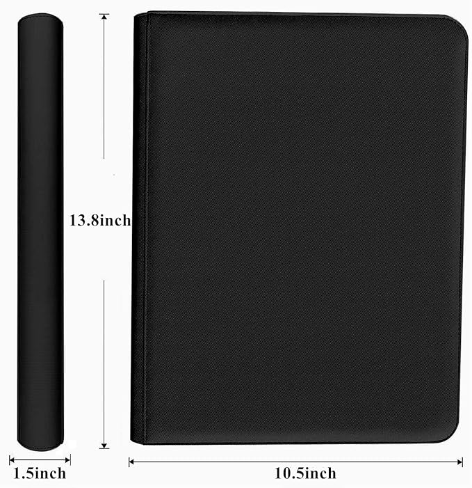 9-Pocket Zippered Trading Card Binder, 864 Pockets Double-Sided Side-Loading Card Organizer Album, PU Leather Card Holder Protector for MTG, TCG, Sports Cards (Black)