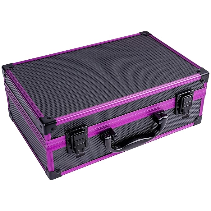 SHANY Carry All Make up Train Case with Pro Makeup Set, Beauty Brushes, Lipsticks, Eye Shadows, Blushes, Powders, and more - Reusable Cosmetics Storage Organizer - Premium Gift Packaging - Purple