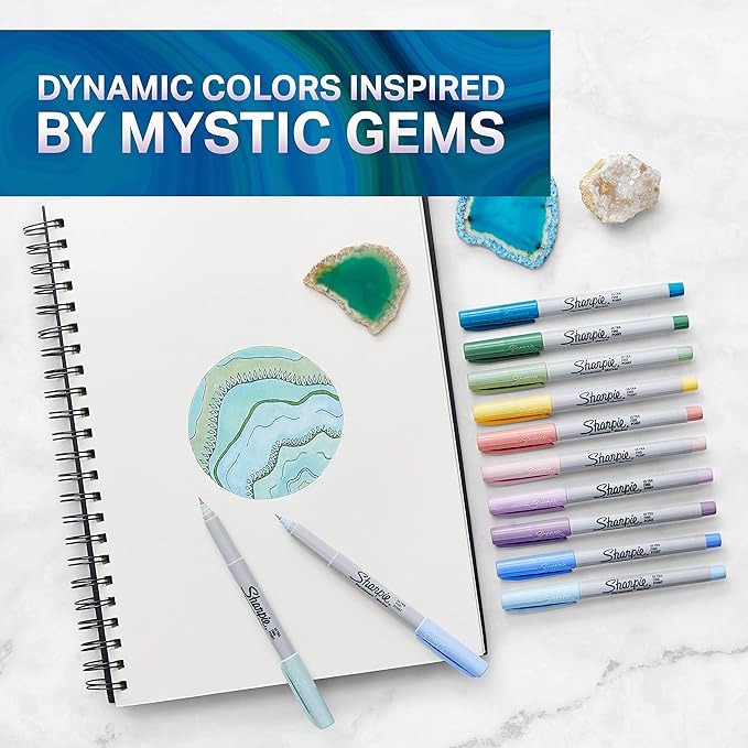 Sharpie Permanent Markers Ultra-Fine Point Featuring Mystic Gem Color Markers Assorted 24 Count