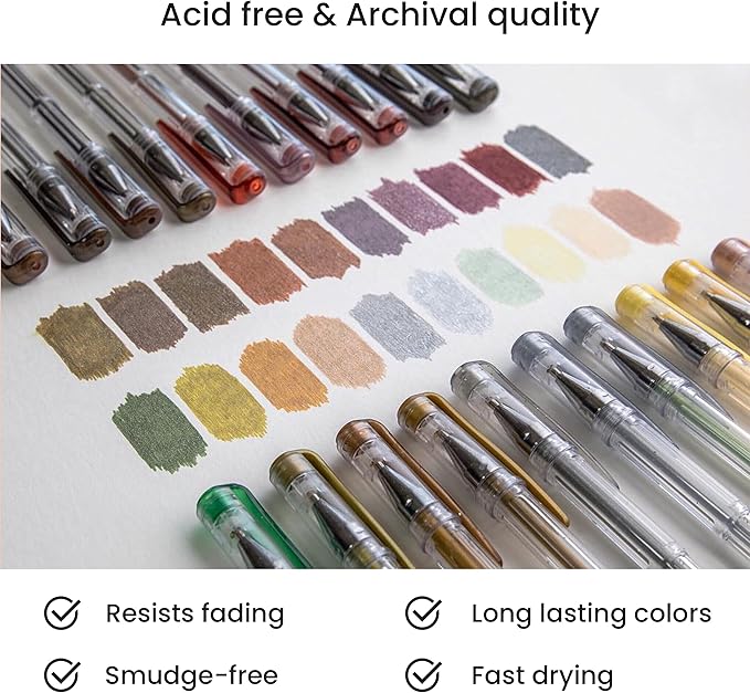 OfficeGoods Pink Purple Gel Pens with Refills – Pastel Adult Coloring Art – Medium 0.8-1.0mm Tips – Non-Toxic Gel Pens Set – Quick Dry Smudge-Free 24 Pack Colors