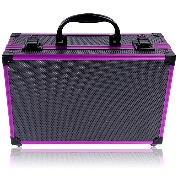 SHANY Carry All Make up Train Case with Pro Makeup Set, Beauty Brushes, Lipsticks, Eye Shadows, Blushes, Powders, and more - Reusable Cosmetics Storage Organizer - Premium Gift Packaging - Purple