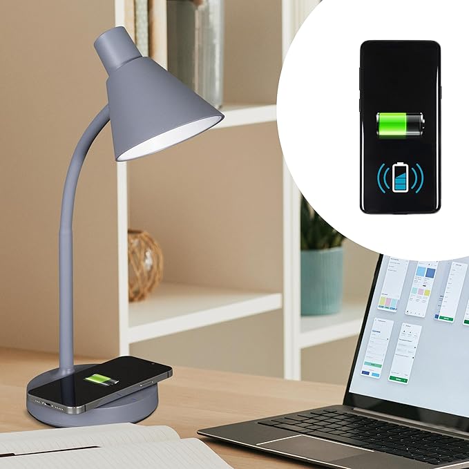 OttLite Twist LED Desk Lamp with Wireless Charging Pad, 3 Color Temperatures, Flexible Neck, Book Light, Table Lamp, Reading Light, Work, Desk Lamps for Home Office or Bedside