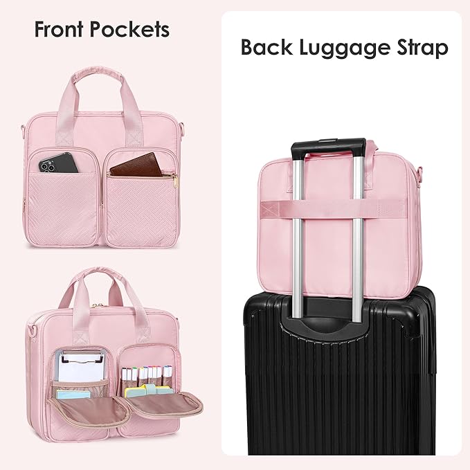 3 Ring Zipper Binder, 2 Inch Ring Binder Organizer Bag with Shoulder Strap Fits 13 Inch Laptop and 500 Sheets, Pink (Empty Bag Only)