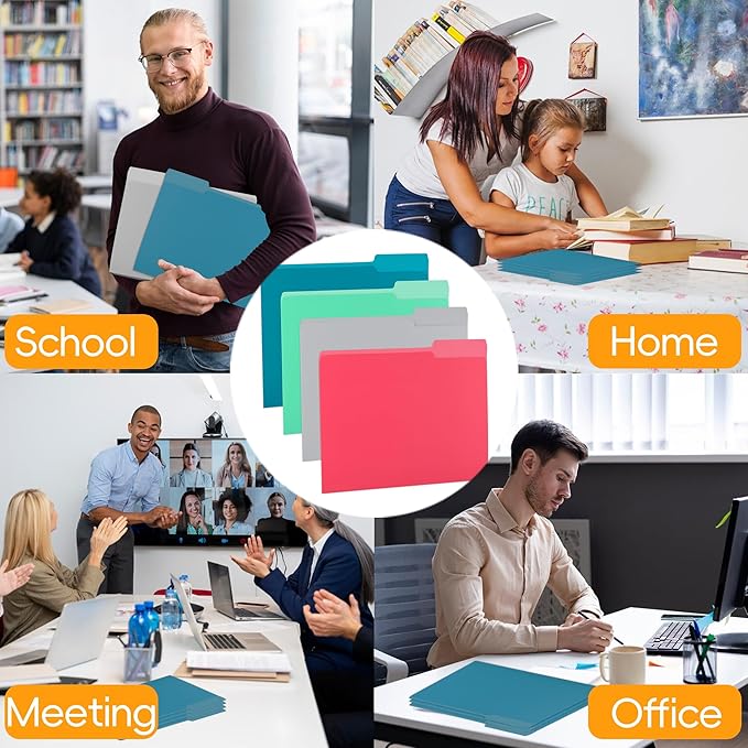 100 Packs Royal Blue File Folder,File Folders Letter Size,1/3-Cut Tabs,8.5x11 Inch File Folders for Office,School and Home,Organizer Documents