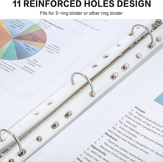 Sheet Protectors, PANDRI 500 Pack Clear Heavy Duty Plastic Page Protectors Sheet Reinforced 11-Hole Fit for 3 Ring Binder Fits Standard 8.5 x 11 Paper, 9.25 x 11.25 Top Loaded, Excluding Acid