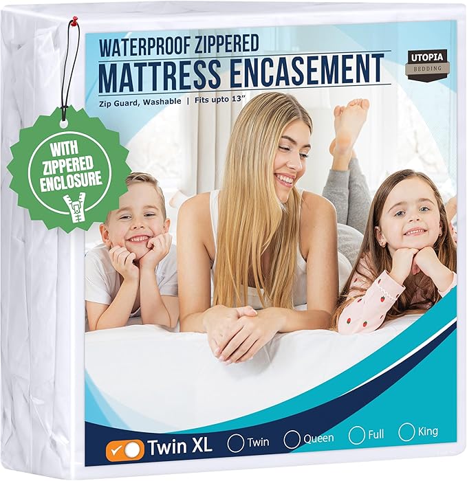Utopia Bedding Mattress Protector Zippered Twin XL Size, 100% Waterproof Bed Bug and Dust Mite Proof Mattress Encasement, Absorbent 6 Sided Mattress Cover