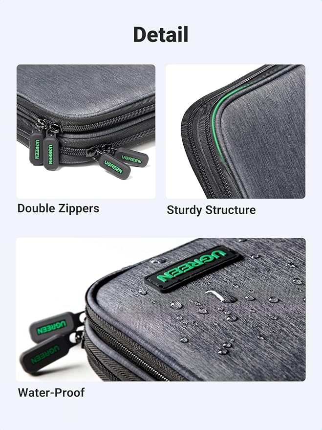UGREEN Electronic Organizer Travel Cable Organizer Storage Bag for Data Cables, USB C Charger, SD Card, Hard Drive, Charging Cord, Mouse, Power Bank, Phone, Power Adapter Plug Electronics Accessories
