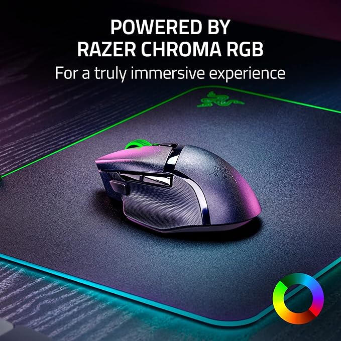 Razer Basilisk V3 X HyperSpeed Customizable Wireless Gaming Mouse: Mechanical Switches Gen-2-5G Advanced 18K Optical Sensor - Chroma RGB - 9 Programmable Controls - Classic Black (Renewed)