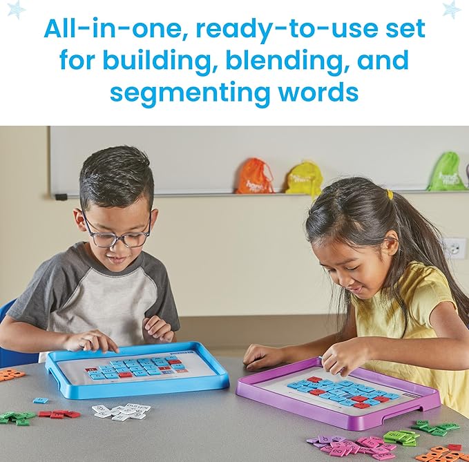 hand2mind Advancing Phonics Word Work Small Group Set, Magnetic Letter Tiles, Magnetic Letter Trays, Kindergarten Phonics Manipulatives, Phonemic Awareness, Science of Reading Classroom Materials