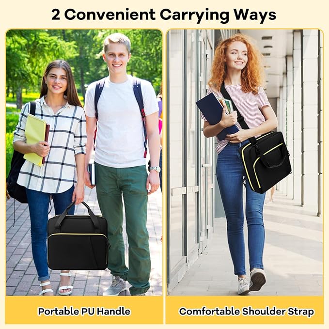 3 D-Ring Zipper Binder 2 inch with Shoulder Strap, Waterproof Oxford Binder with Zipper Storage 500 Sheets Capacity, Multi-Pockets Organizer Bag for 13 in Laptop School& Office Supplies Black