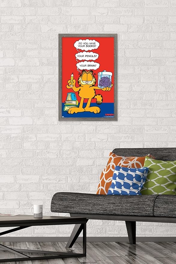 Garfield - Brain Wall Poster, 22.4L" x 14.7W", Barnwood Framed Version