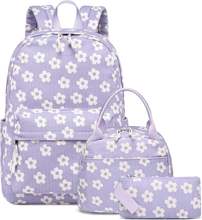 Bluboon School Backpack Set Girls Womens Laptop Bookbag Casual Daypack Fits 15 inch Laptop with Lunch Tote Bag and Pencil Bag