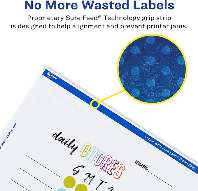 Avery Glossy White Rectangle Labels, Sure Feed Technology, 5" x 6", 100 Glossy White Labels, Permanent Adhesive, Laser/Inkjet Printable