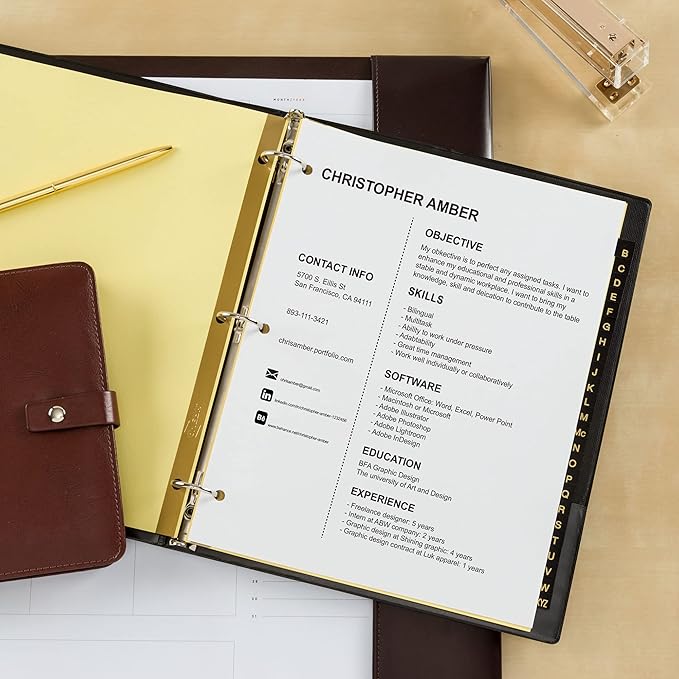 Avery A-Z Dividers for 3 Ring Binders, 25-Tab Set, Pre-Printed Black Leather Tabs, 1 Binder Divider Set (11350) (Pack of 3)
