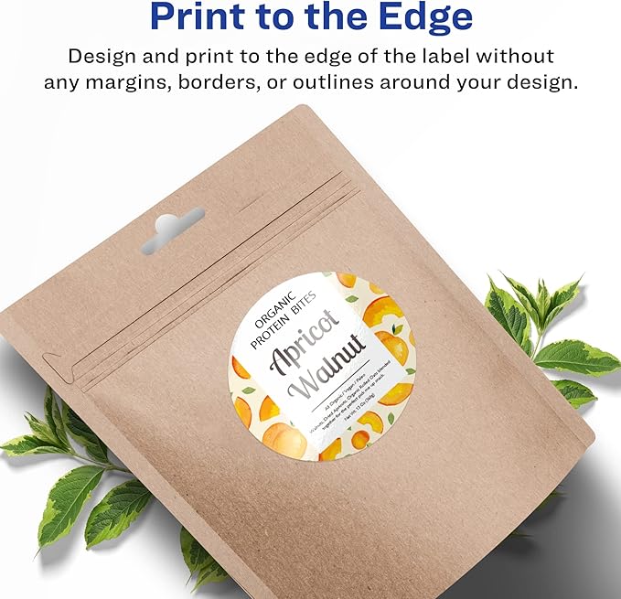 Avery Glossy White Round Labels, Sure Feed Technology, 3.5" Diameter, 100 Glossy White Labels, Print-to-The-Edge, Permanent Adhesive, Laser/Inkjet Printable