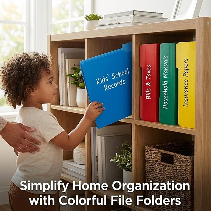 100 Packs File Folders,Green Folder,1/3-Cut Tabs,File Folders Letter Size,8.5x11 Inch File Folder for Office,School and Home,Organizer Documents