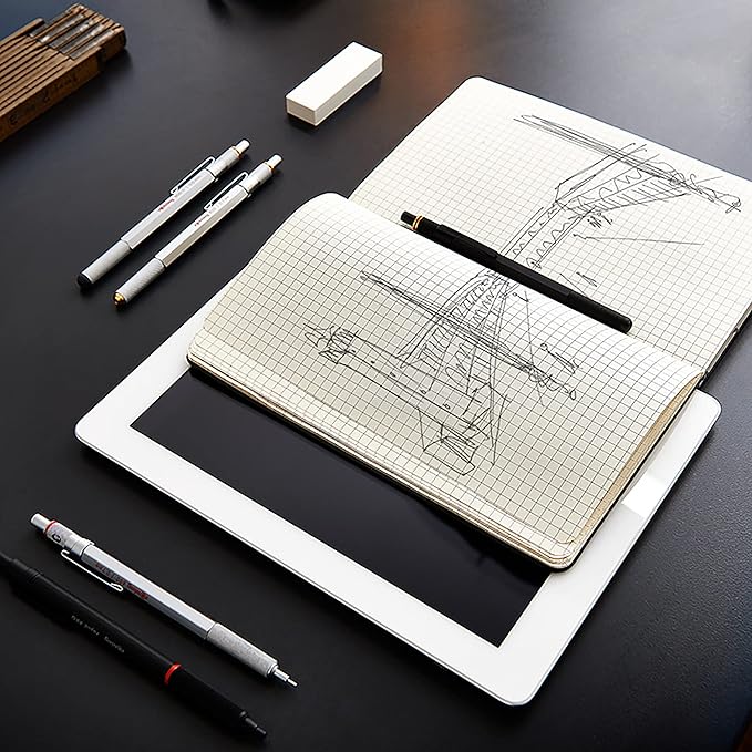 rOtring 800 Retractable Metal Mechanical Pencil, 0.5mm, Black Barrel, Perfect for Drafting, Engineering, Architecture Professionals
