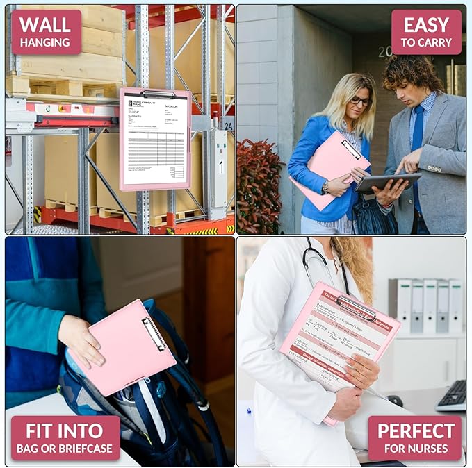Sooez Clipboard with Storage, Heavy Duty Cleaview Clip Boards 8.5x11 with Dual Storage, Dry Erase Plastic Nursing Clipboard, High Capacity Clipboards Folder for Teacher Nurse, School & Office Supplies
