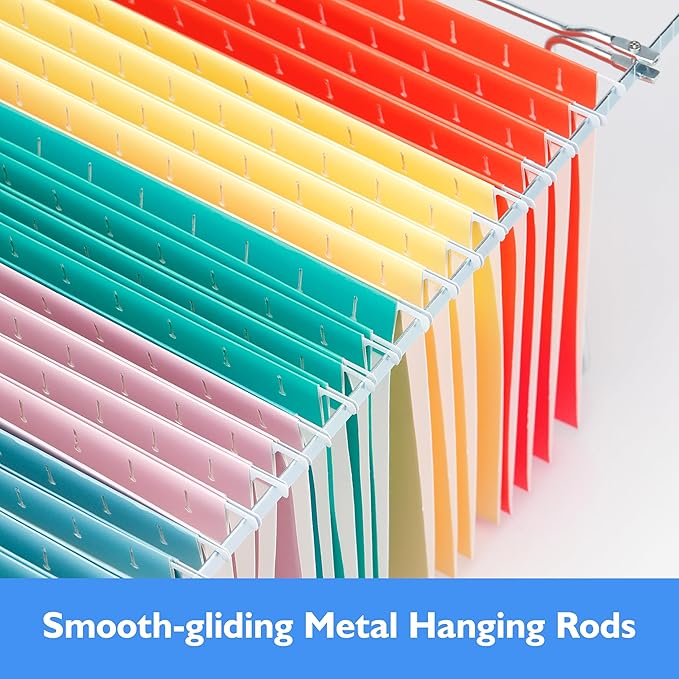 25 Packs Hanging File Folders,5 Assorted Colors Hanging File Folders Letter Size,Hanging Folders with 1/5-cut Tabs,Hanging Folders for Filing Cabinets, File Organizer Folder for Office,School,Home