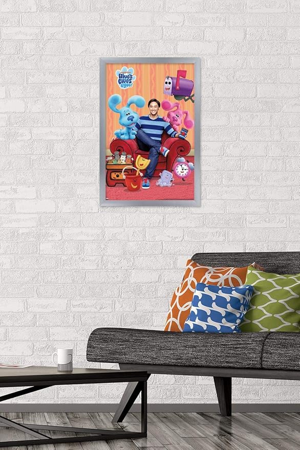 Nickelodeon Blue's Clues - Group Wall Poster, 22.4L" x 14.7W", Silver Framed Version