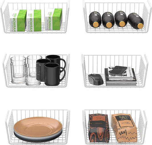 Simple Houseware 6PK Under Shelf Basket, White