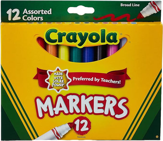 Crayola CRA-58-7712 Classic Non-Washable Marker, Broad-Line, 12 Colors/Set