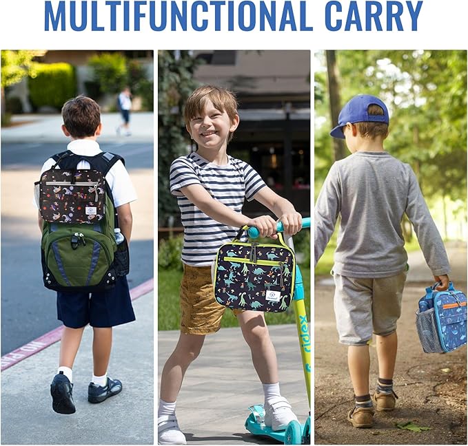 Genteen Lunch Box Kids, Prints Insulated Lunch Bag Kids Boys Girls,Soft Bag Mini Cooler Back to School Thermal Meal Tote Kit Lunch Box for School,Work,Outdoor - Shark