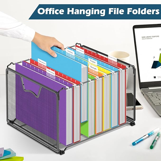 V-Opitos 96 Pack 1 Inch Expansion Hanging File Folders, Letter Size Hanging Folders with 1/5-Cut Adjustable Tab, Extra Capacity Hanging File Folders, Ideal School Classroom, Office Supplies