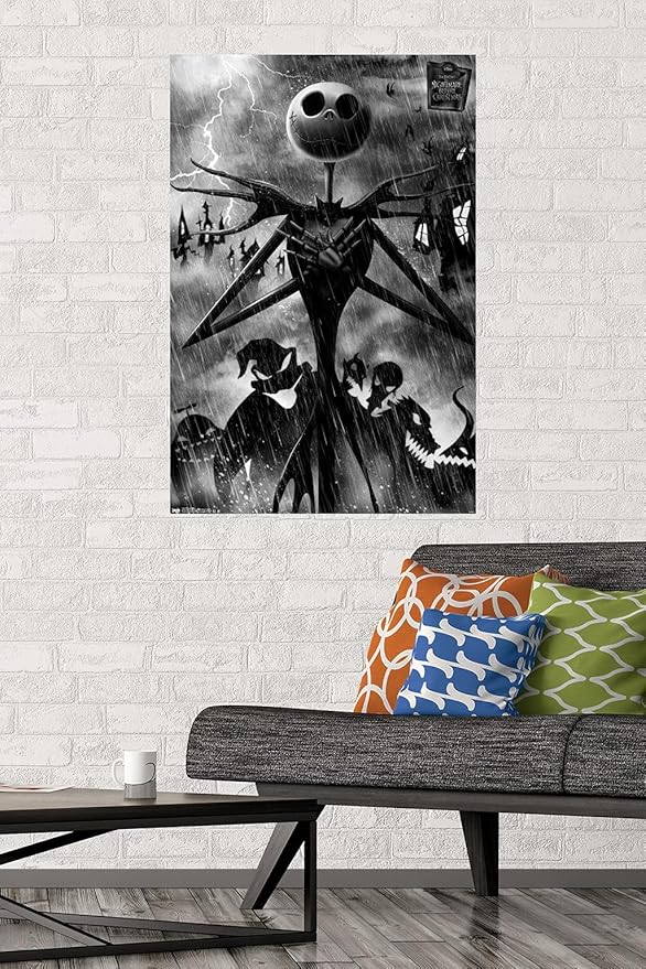 Trends International Disney Tim Burton's The Nightmare Before Christmas - Shadows Wall Poster, 34L x 22.4W, Premium Poster & Mount Bundle
