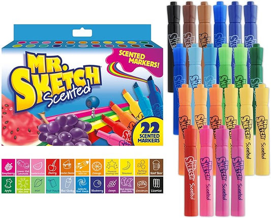 Mr. Sketch Scented Markers, Chisel Tip, Assorted Colors, 22 Count - Fun for Kids, Coloring, Spark Creativity, Arts & Crafts