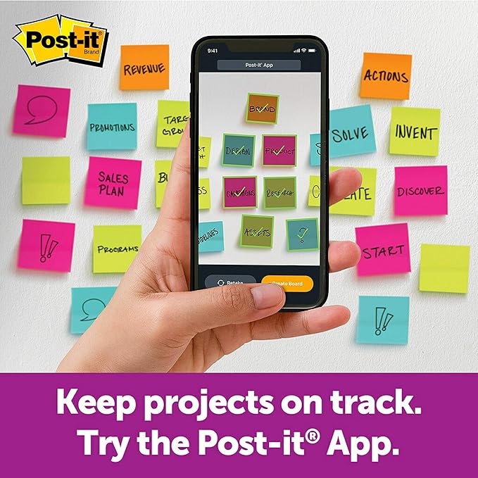 Post-it Super Sticky Big Notes, 11 in x 11 in, 1 Pad, 2X The Sticking Power, Neon Orange (BN11O)