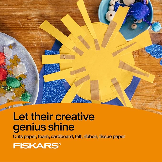 FISKARS Magic Morph Kids Scissors - Image Moves when Tilted - Pointed-tip for Ages 4+ - Fun Ninja Design - Back to School Supplies
