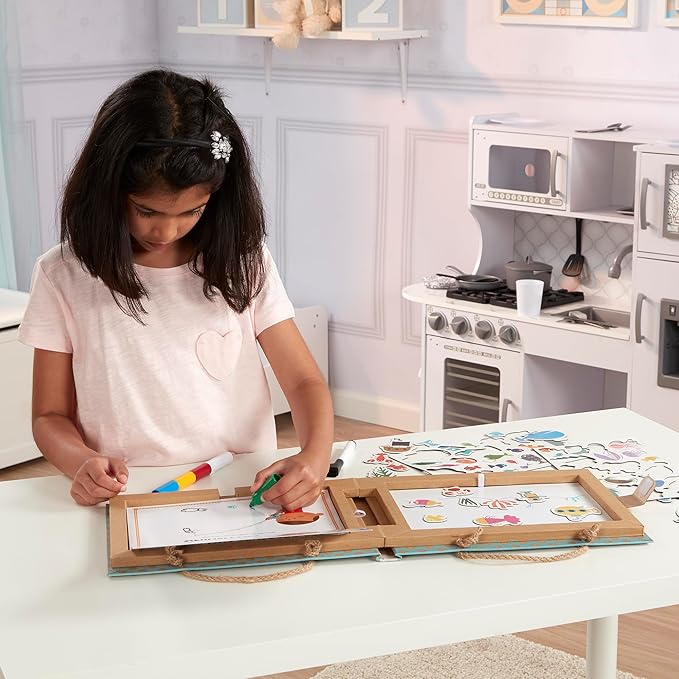 Melissa & Doug Natural Play: Play, Draw, Create Reusable Drawing & Magnet Kit – Ocean (42 Magnets, 5 Dry-Erase Markers) - FSC Certified