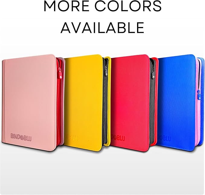 9 Pocket Trading Card Zip Binder - 360 Side Loading Pocket Binder for Colletible Games, Sport, TCG - Trading Card Binder - Gift Card holder for Boys and Girls - Pink card binder