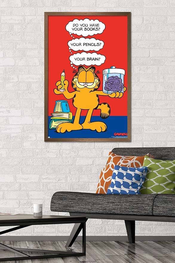Garfield - Brain Wall Poster, 34L" x 22.4W", Bronze Framed Version