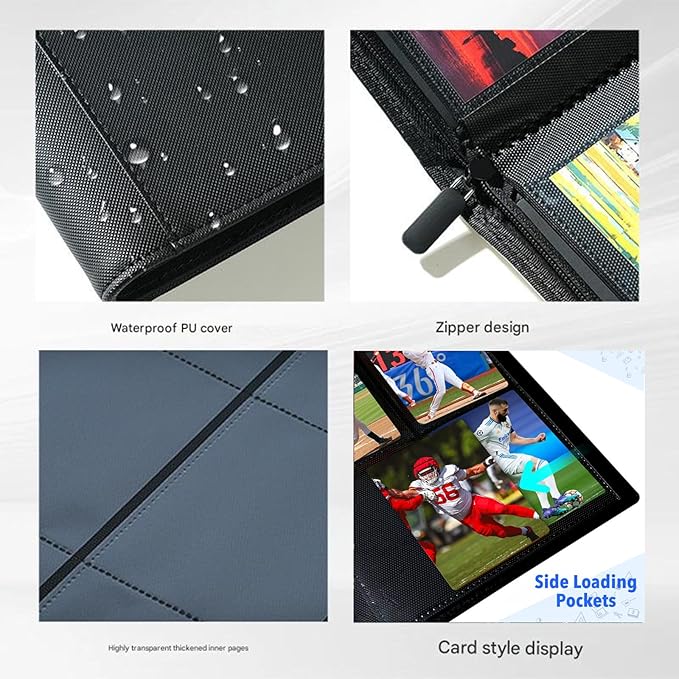 360 Card Binder - Premium Zippered 9-Pocket Trading Card Binder Side-Loading Pages for Ultimate Protection | Holds TCG, MTG, Sports Cards (Red)