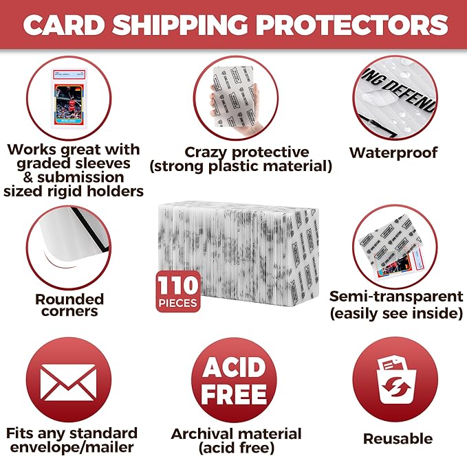 Card Protectors Trading Cards Shipping Supplies, 110-Pack 4'' x 6'' Graded Card Sleeves for Mailing Inserts, Plastic Semi Rigid Card Holder Better Than Corrugated Cardboard Sheets