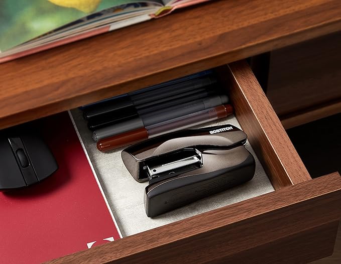 Bostitch Office Heavy Duty Stapler, 40 Sheet Capacity, No Jam, Half Strip, Fits into the Palm of Your Hand, For Classroom, Office or Desk, Black Chrome