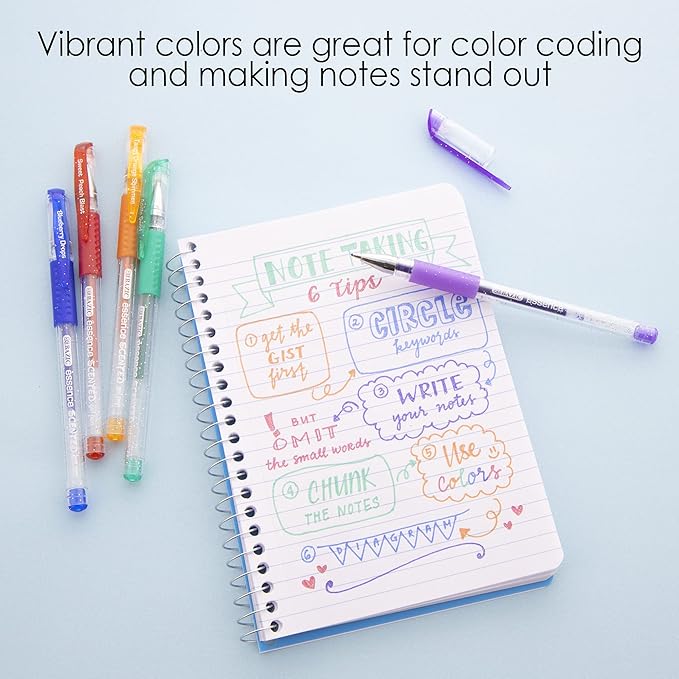 BAZIC Products Scented Glitter Neon Metallic Gel Pen, 24 Color Smooth Writing for Drawing Coloring Greeting Card Art Christmas Gift (24/Pack), 12-Pack