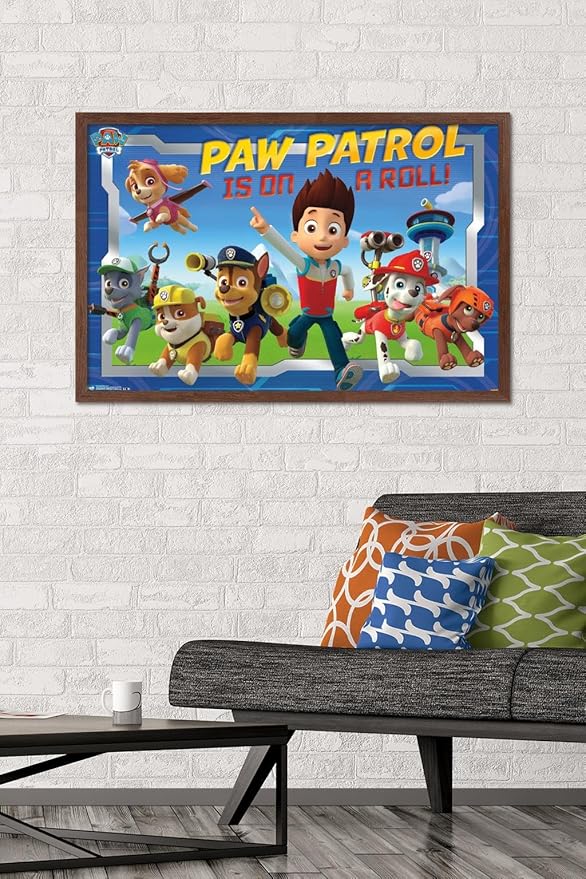 Nickelodeon Paw Patrol - Crew Wall Poster, 34L" x 22.4W", Mahogany Framed Version